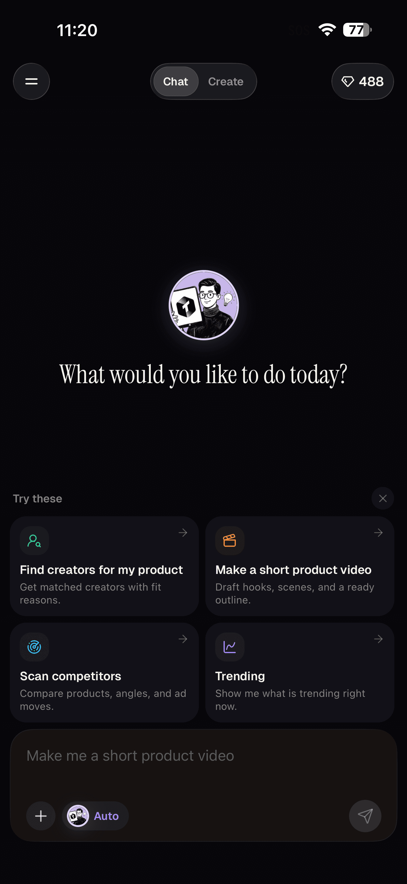 Trenz AI app home screen