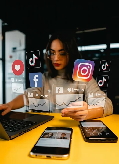 Professional analyzing data